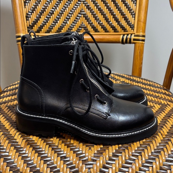 Rag & Bone Cannon Black Leather Combat Boots Women’s 38 - Picture 3 of 7